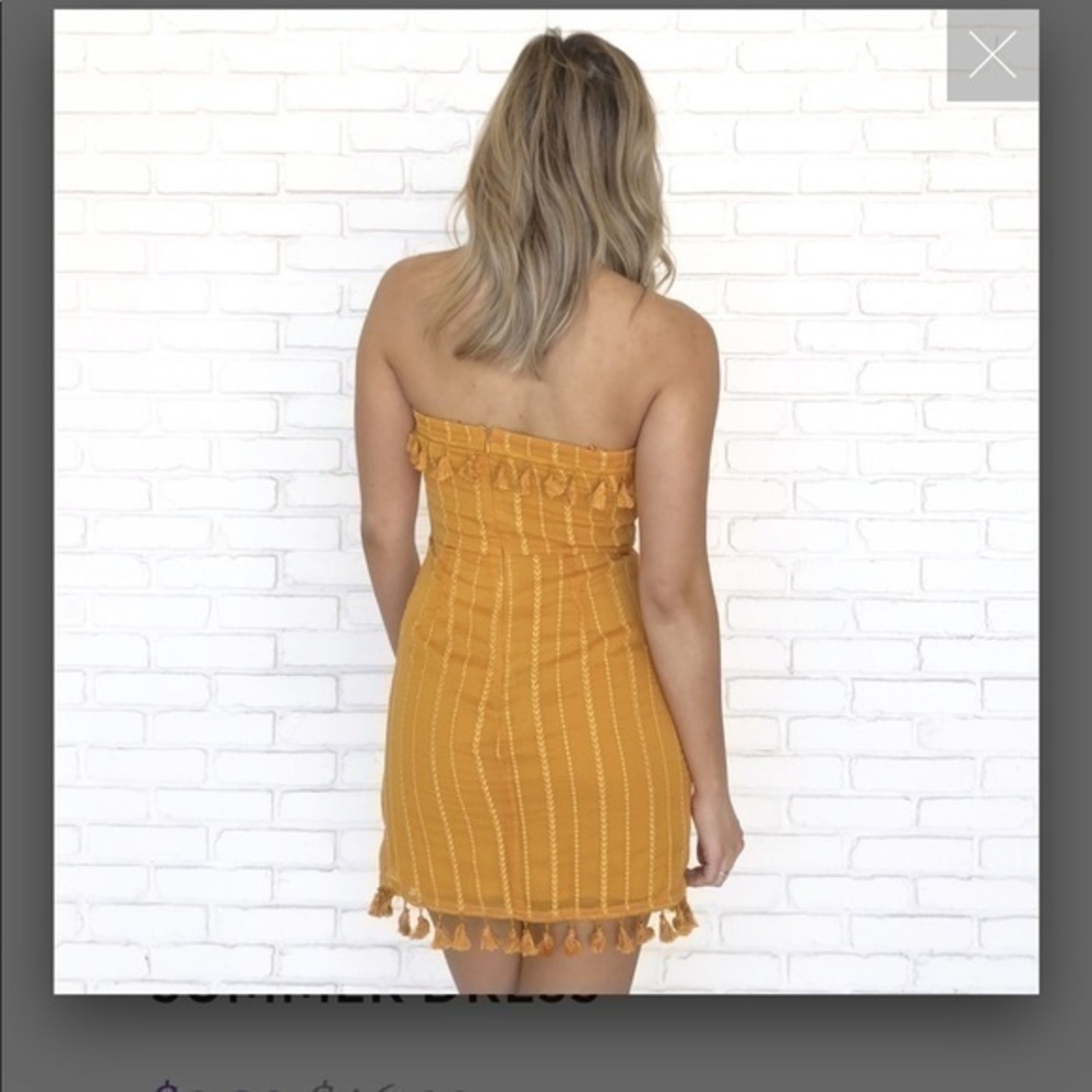 Yellow strapless dress - Picture 7 of 8